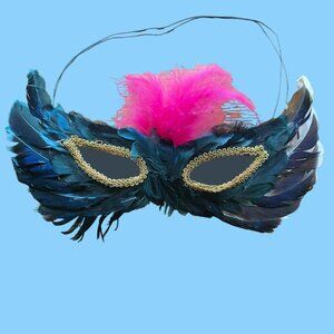 Masquerade Mask Mardi Gras Feather Ball Costume OOAK Artisan